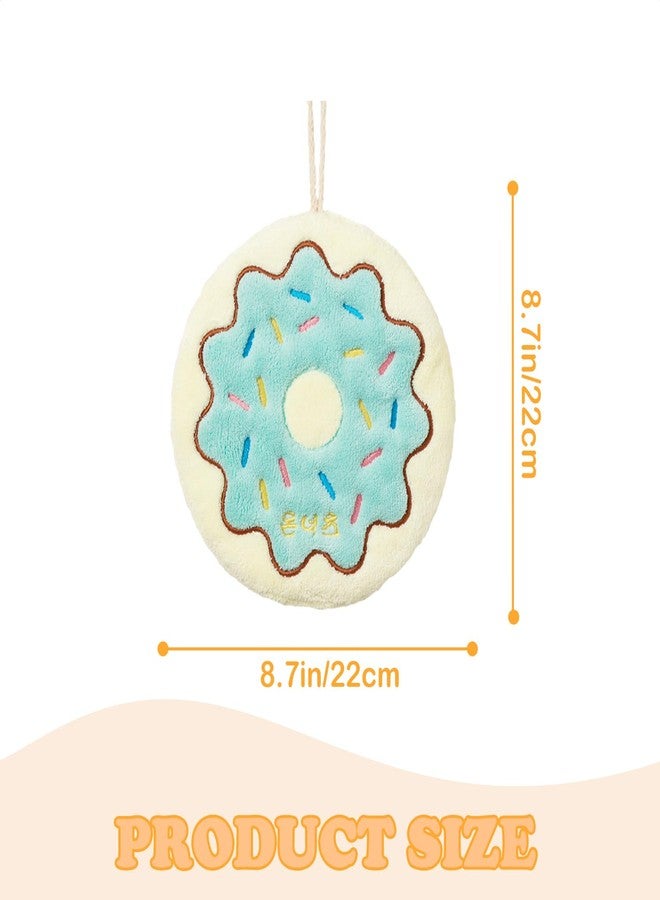 Tyrafry Cute Baking Hand Towels, Bathroom Towels with Hanging Loop, Children Hand Towel Dessert, Microfiber Coral Fleece Absorbent Hand Towel for Kitchen Bedroom, Donut - Image 3